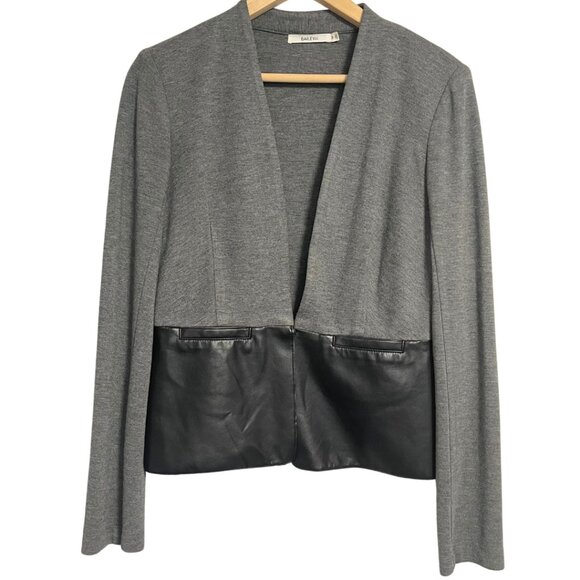 Bailey 44 Faux Leather Trim Jacket Womens Size M Gray Knit Sweater Blazer - Picture 1 of 11